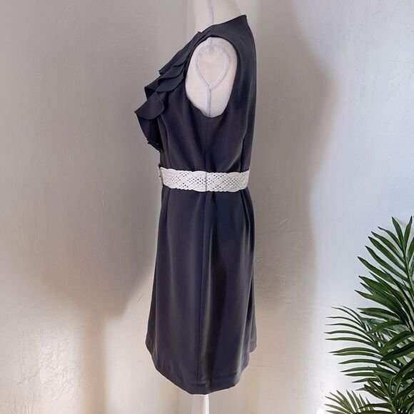 Spense Gray Tiered Ruffle Belted Dress Sz 6 - Picture 5 of 17